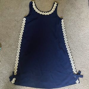Lilly Pulitzer Stella Swing A-Line Shift Dress 00 Navy With Bows